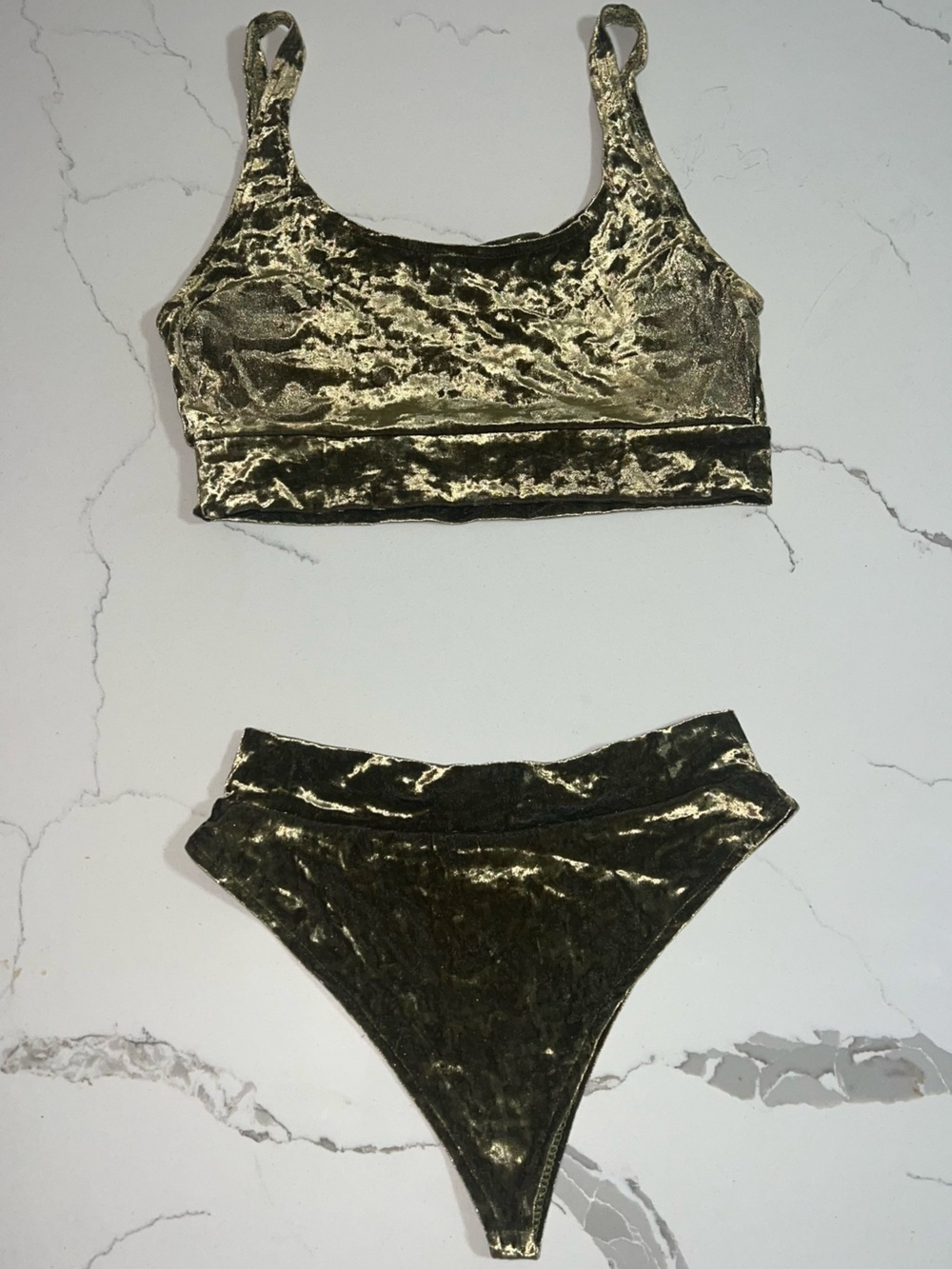 Magical Laina Rauma Crushed Velvet Set- Gold/Green/Olive- Whimsigoth Intimates